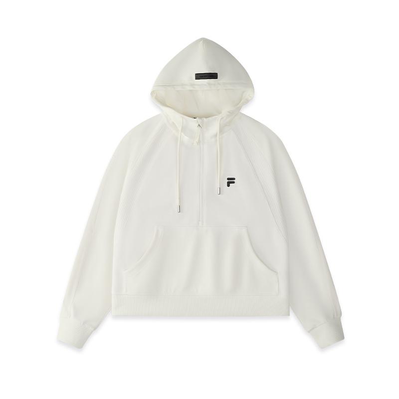 Fila Fusion Повседневная толстовка с капюшоном в стиле колор-блок для женщин, топ, облачно-белый T11W446208FWT