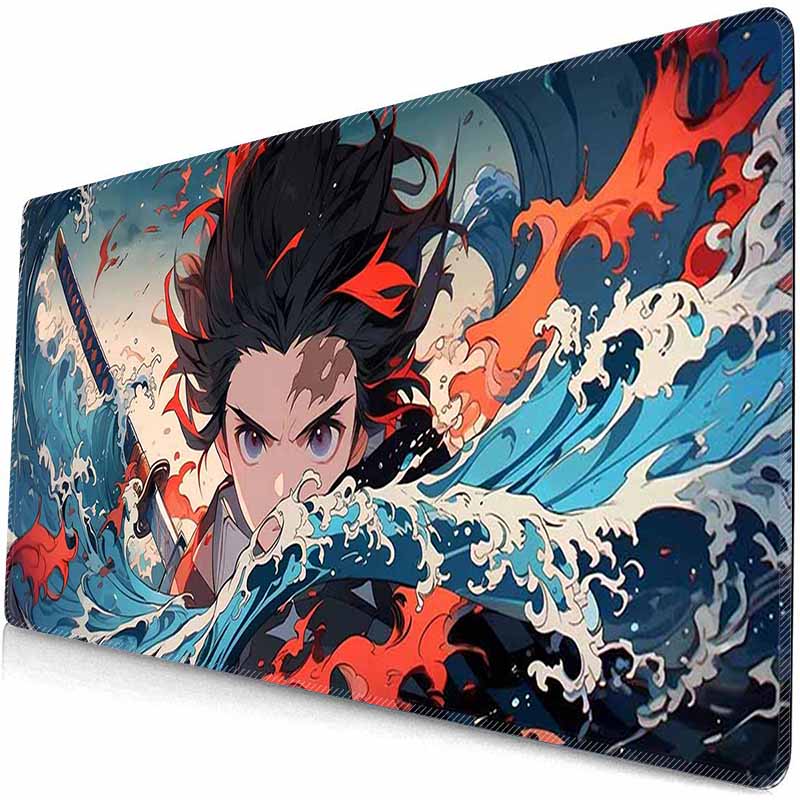 Anime Grils MouseMat Overwatch Gamer Cool Mouse Pad D_Demon Slayer Gamer Cabinet Large Non-Slip Mousepad XXL Keyboard Mat