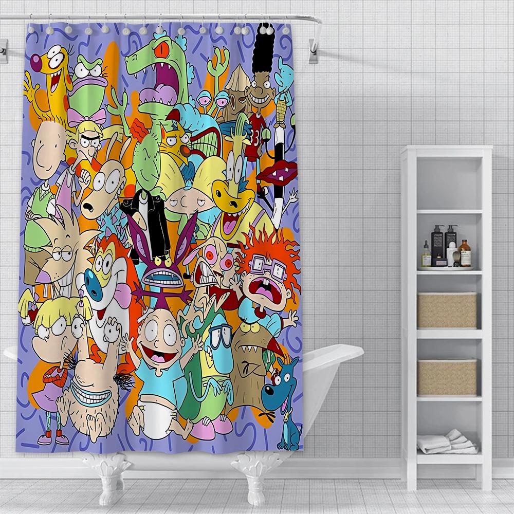 Смешная шторка для душа R-Rugrats Водонепроницаемая полиэстеровая ткань Краска Красочные шторки для ванной Комнатный декор для ванной Шторка с крючком