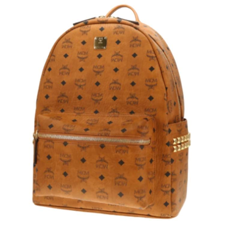 MCM Stark Artificial Leather Backpack Medium Unisex Cognac MMKEAVE12CO001