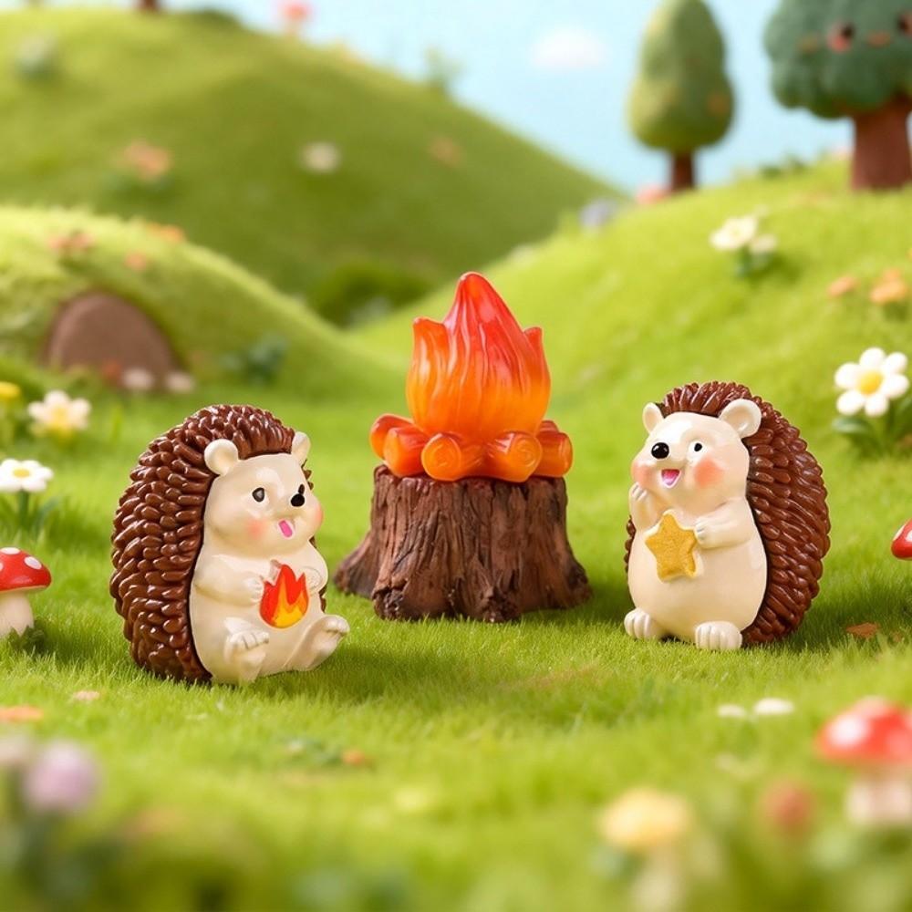 6 pcs Creative Hedgehog Figurines Resin Mini Hedgehog Sculpture Car Interior Decor