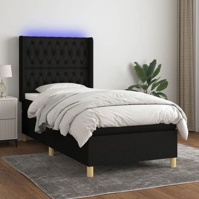 Maison Exclusive - Sommier à lattes de lit matelas et LED Noir 80x200cm Tissu