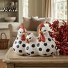 Farmhouse Plant Container Chicken Family Resin Planter, Cute Pot, Decorative Weatherproof Garden Statue Decor for Succulents Indoor Outdoor