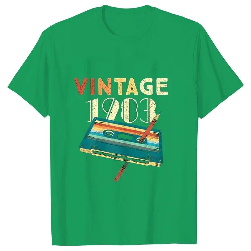 Men T-shirt Vintage 1983 Music Cassette 40th Birthday Gifts 40 Years Old T Shirts Summer Music Lover Graphic Harajuku Streetwear