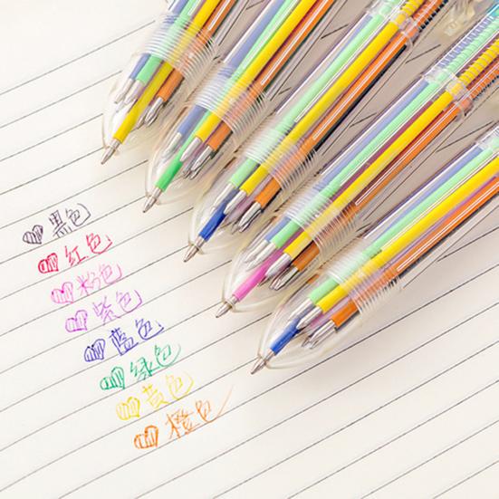 Отличная многоцелевая пластиковая 8-цветная гелевая ручка нажимного типа, школьные принадлежности, шариковая ручка