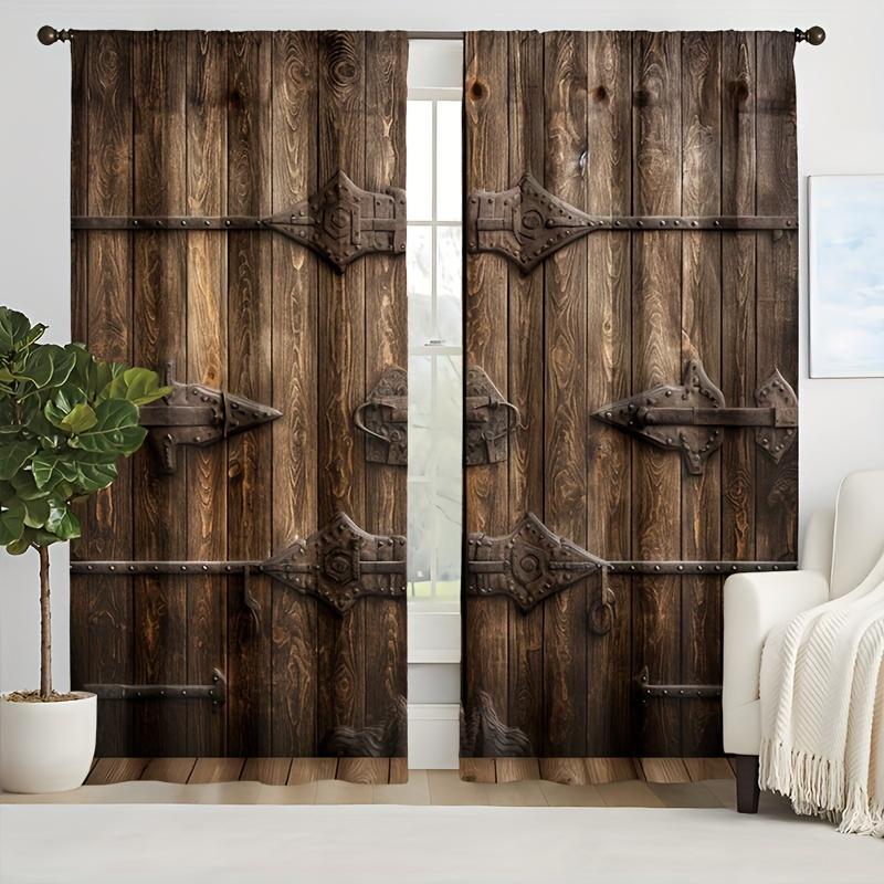 2 шт. деревенская занавеска на окно старая деревянная дверь амбара узор фермерский дом сельская местность деревня сельский принт занавеска для кухни комната