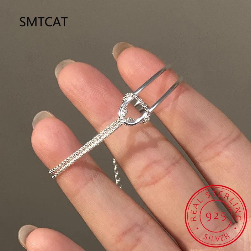 Real 925 Silver Asymmetric Double Layer Chain Bracelet for Women Hiphop Fine Jewelry Minimalist Accessories