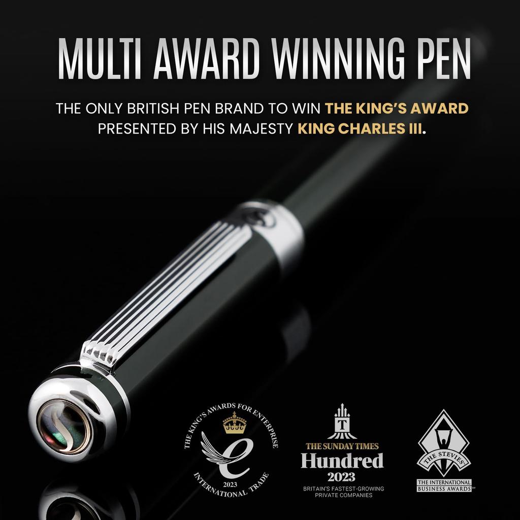 Scriveiner Black Green Fountain Pen Attractive luxury chrome Schmidt nib best pen gift set for men and perfect for offices Black Stunning Luxury Pen -