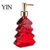 Sturdy Glass Soap Dispenser 300ml Christmas Tree Dispenser, Hand Dish with Pump, Xmas Decorative Empty Bottle for Soap, Kitchen, Bathroom Hotel Guest