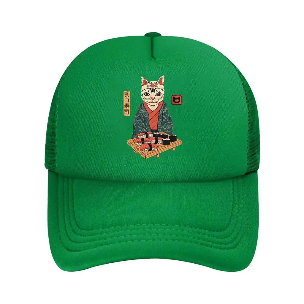 Neko Sushi Graphic Mesh Baseball Cap Casual Hat Outdoor For Womens Unisex FeUnisex