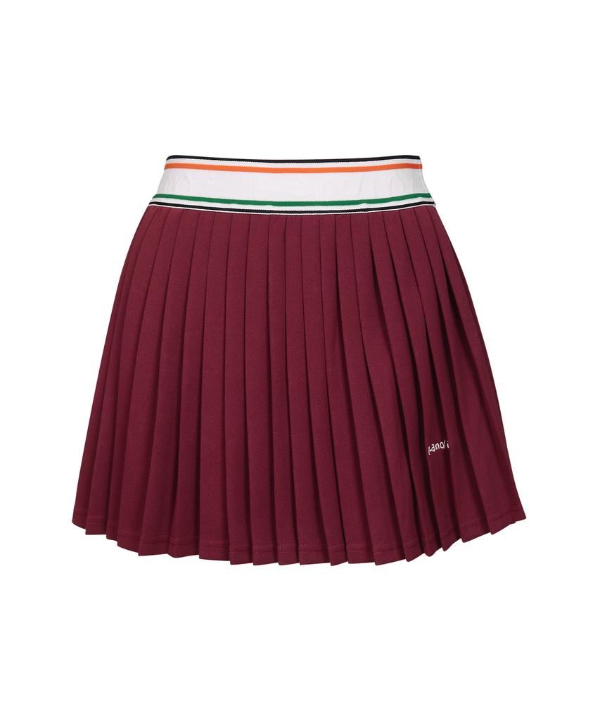 KANDINI Wine Banding Pleated Skirt