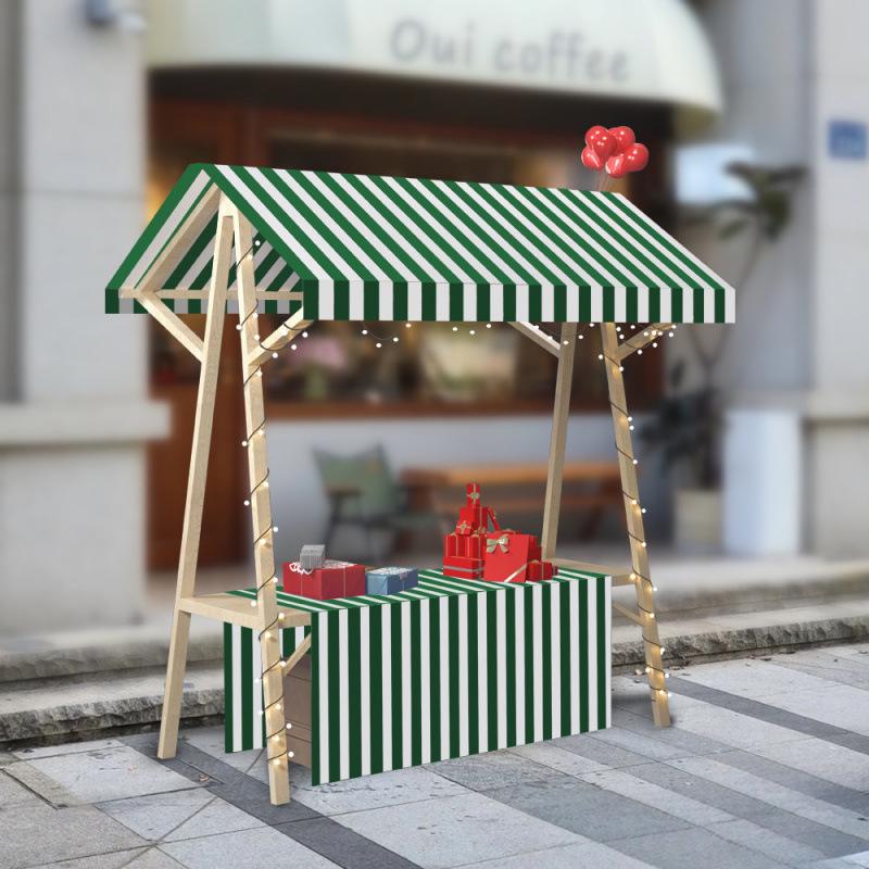 Mobile Folding Solid Wood Display Stand with Universal Wheels for Outdoor Markets and Promotions