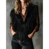 Women Vintage Suede Fringe V Neck Sleeveless Casual Vest