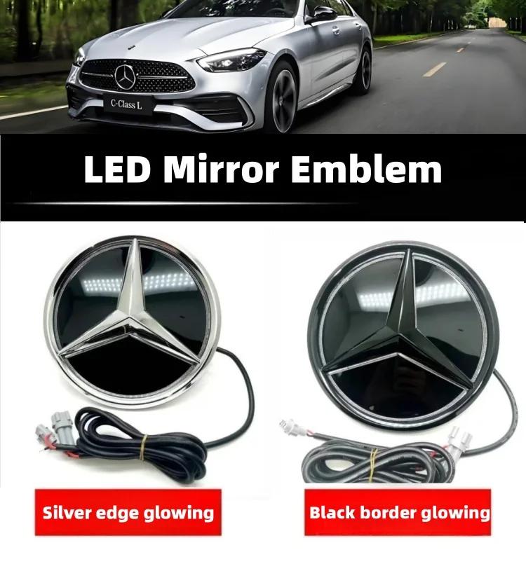 Автомобильная наклейка Горячая 2026 Новая Для Benz Звездный Эмблема на Переднюю Решетку для Автомобиля Белый, Синий и Светодиодная Подсветка Логотипа для Mercedes Benz W20