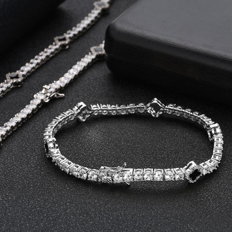 NY Fashion Design Dainty Tennis Chain Gold/Silver Plated Zircon Bracelet Luxury Hip Hop Jewelry for Men Women party Gift