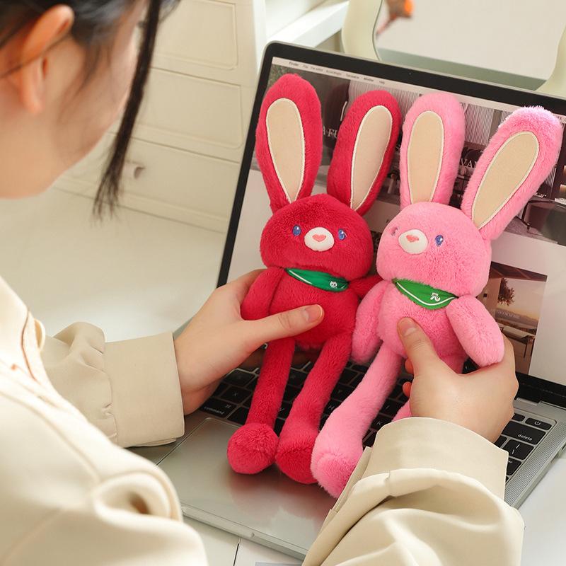 Funny Pull Ear Rabbit Plush Pendant Cute Doll Toy Keychain