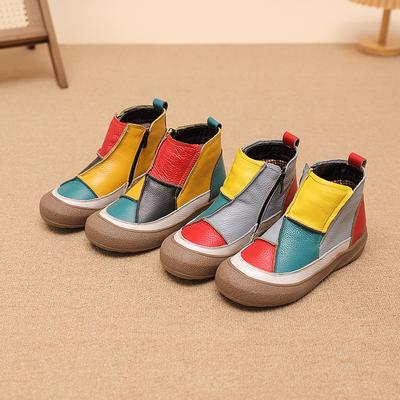 2025 сочетающиеся по цвету женские ботинки, короткие ботинки, первый слой коровьей кожи, одинарные туфли на одной педали, повседневные