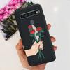 For LG K41S K 41S Case 2020 Black Silicone Cute Fashion Flower Shockproof Bumper For LGK41S LM-K410 Phone Back Cover 6.55" Funda