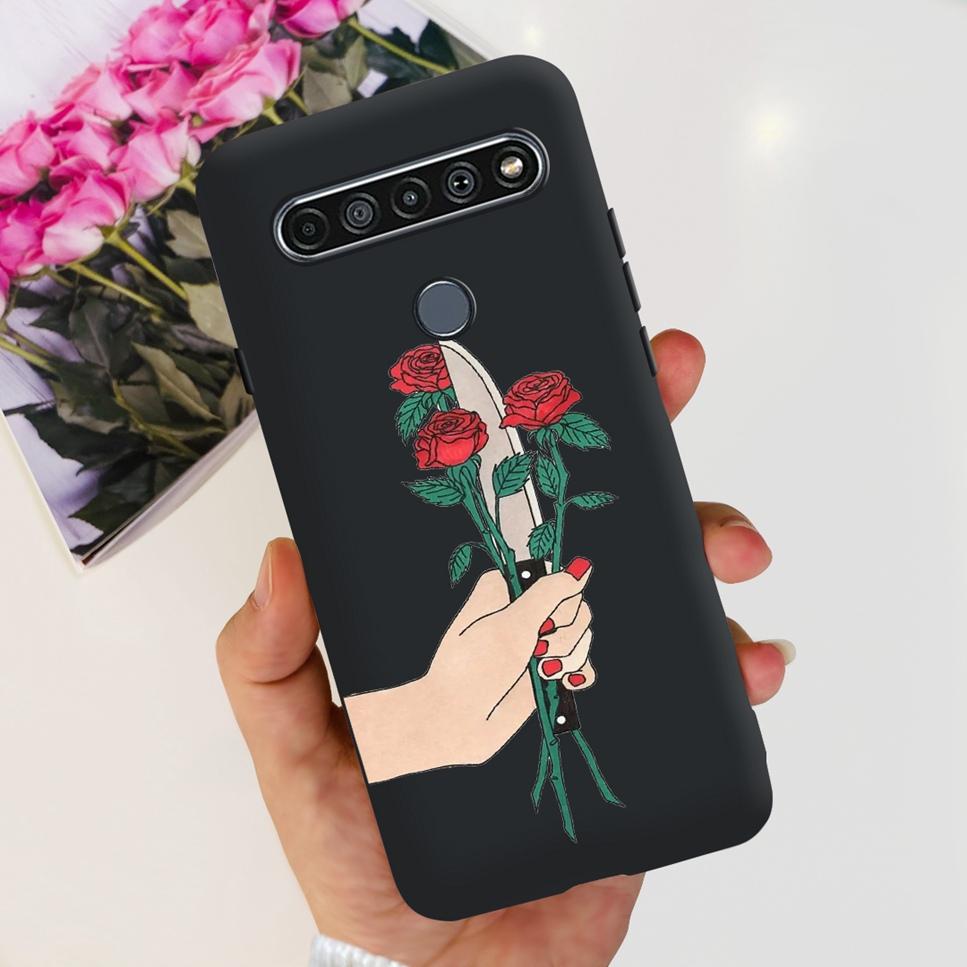 For LG K41S K 41S Case 2020 Black Silicone Cute Fashion Flower Shockproof Bumper For LGK41S LM-K410 Phone Back Cover 6.55" Funda