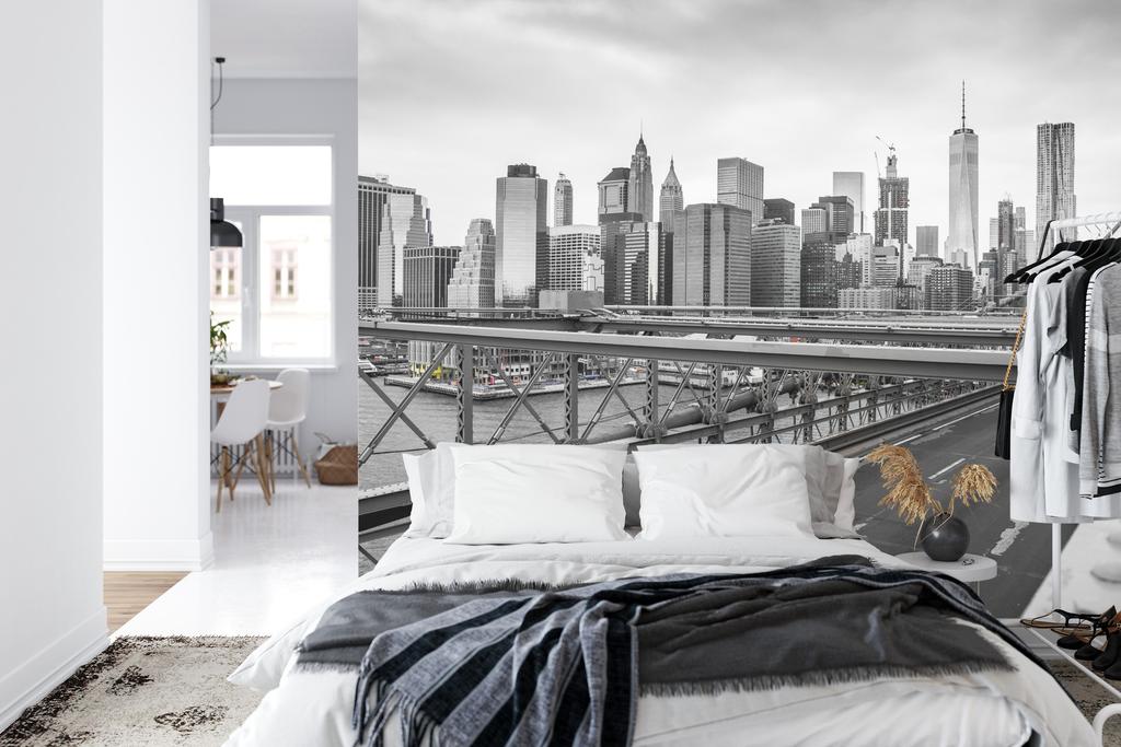 Photomural Taxi Crossing Brooklyn Bridge Smooth Vinyl 520x318