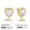 Stainless Steel Waterproof Stud Earrings for Women Minimalist Geometric Zircon Decor Fashion Jewelry for Casual Outings