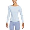Nike Женская футболка для йоги Dri-Fit, однотонная, с круглым вырезом, быстросохнущая, с длинным рукавом, топы, фиолетовый, синий DQ6035-423