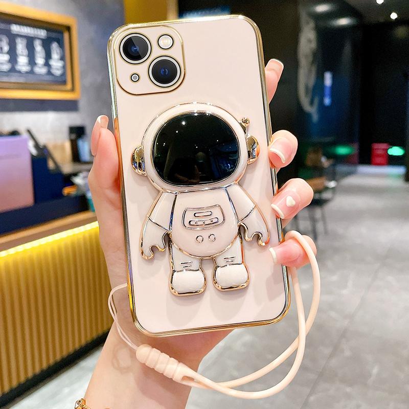 Чехол для телефона с держателем космонавта и ремешком для Samsung S23 S22 S21 A13 A23 A33 A53 A52 A22 A32/Redmi 10 9 9A 9C 9T Note 10 11/iphone14 13 12 11 Pro X XR max