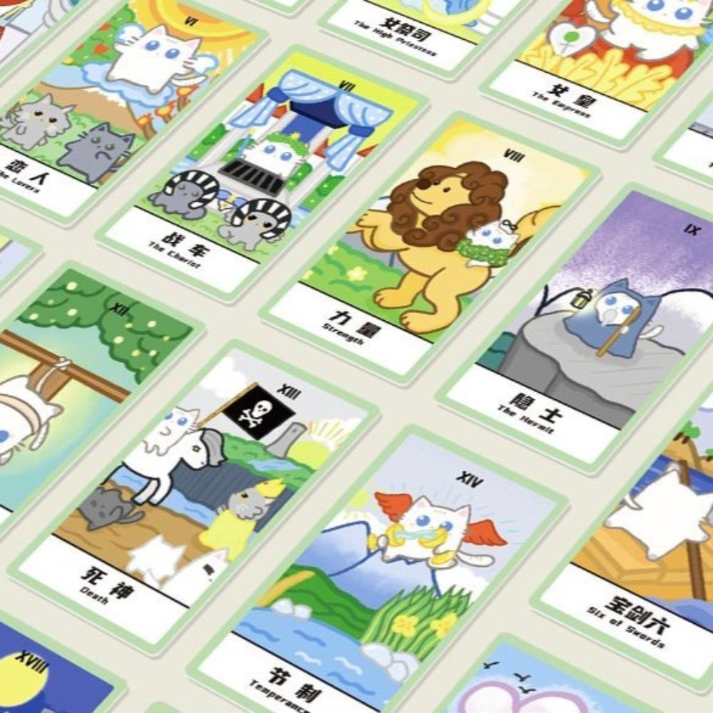 10.3*6cm Cute Cat Team Tarot Cards – 78-Card Deck with Adorable Kitten Illustrations Premium 300g Cardstock