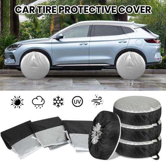 Car Tire Cover Adjustable Drawstring 210D Oxford Cloth Waterproof Portable Handle Universal SUV Auto Tire Sun Protection Dust Cover