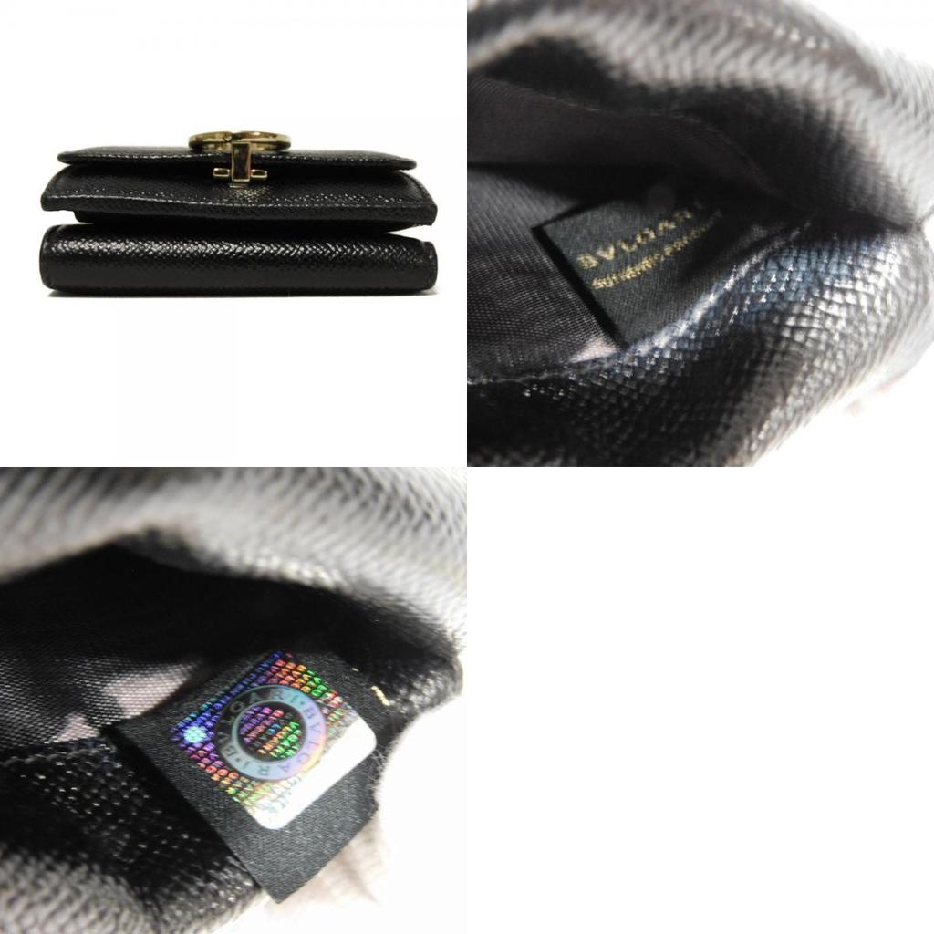 Б/у 11679 Кошелек тройного сложения 288648 7942 RFID IC чип Золотой Компактный кошелек Логотип Клип Черный Унисекс из Японии ОРИГИНАЛ