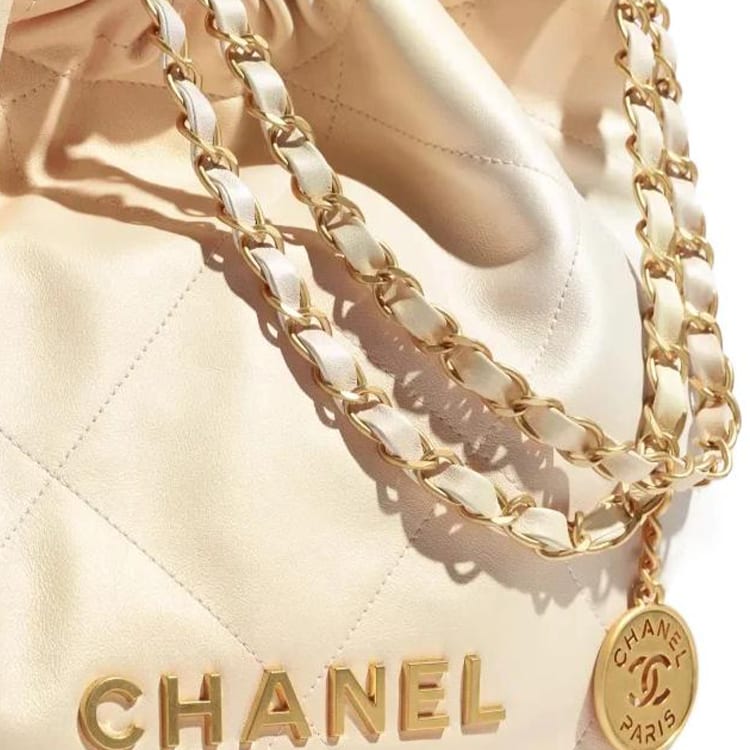 CHANEL 22Bag Calfskin Bucket Bags Crossbody Bag, Shoulder Bag Medium Women's Pearl & Pearl White Gradient AS3261-B10686-NN491