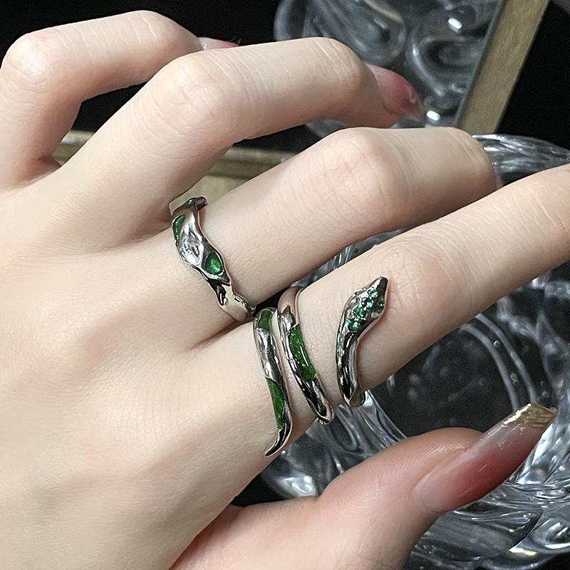 Slytherin Green Spirit Snake Dark Wind Advanced Sense Zir*****Pen Ring Female Personality Niche Design French