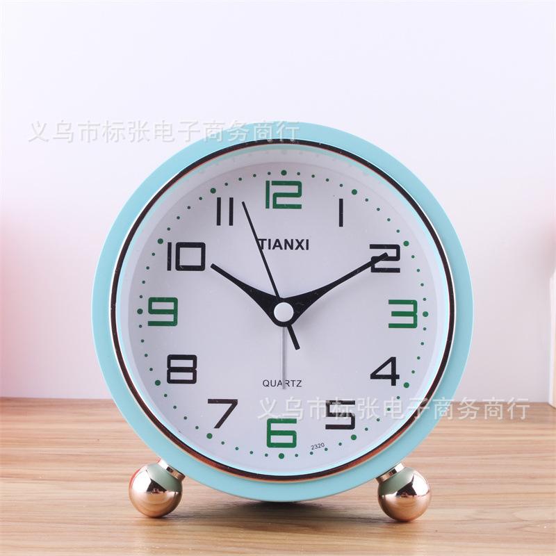 Plastic round alarm clock Bedside alarm clock for students and children Creative desktop desk clock Quartz alarm clock
