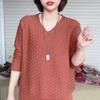 Spring and Autumn Women's Long-sleeved Knit Sweater Mother Lazy Solid Color Loose Top