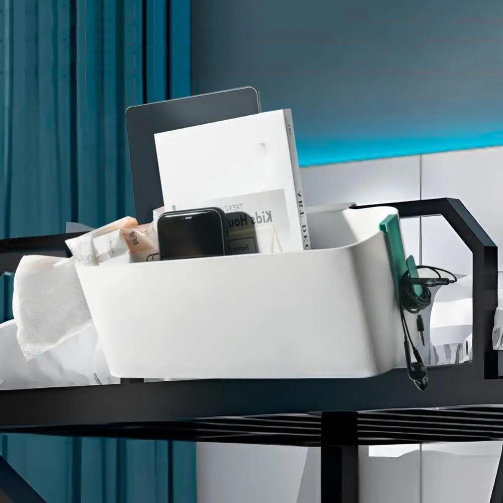 Free Punch Bed Hanging Bag Plastic Sundries Organizer Durable Night Stand Shelves Desk