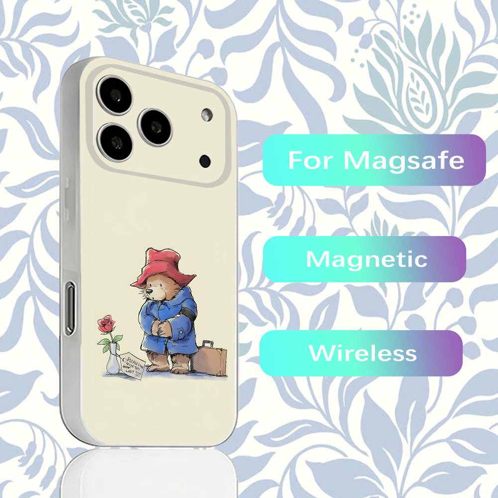 P-PaddingtonS Bear Cute Phone Case For iPhone 15,16,17,13,14,11,12,Pro,Max,Plus,E,Air,Mini with Magsafe Transparent Matte