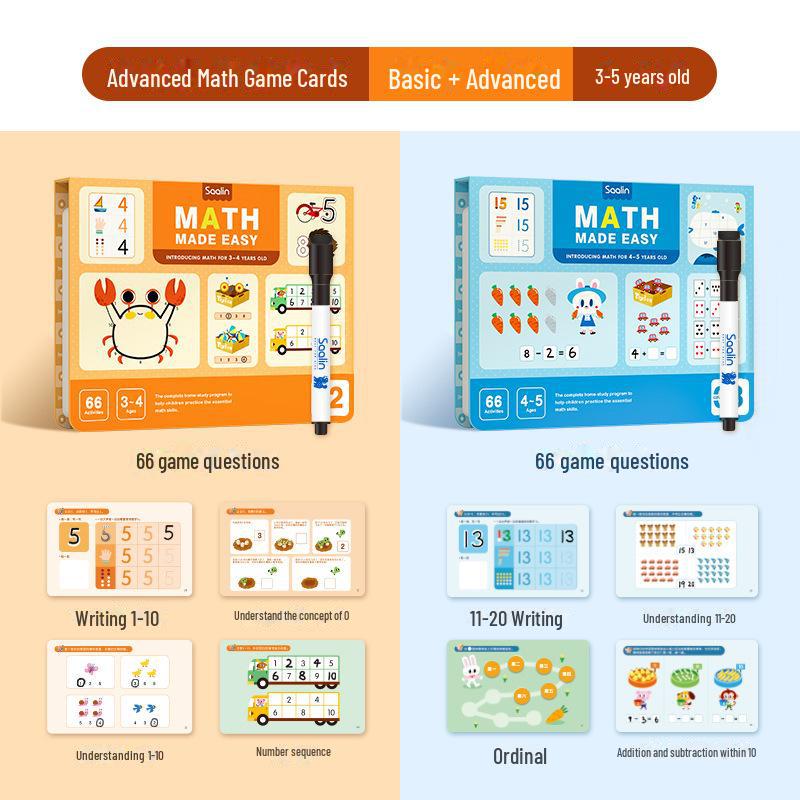 Saalin Math Training Cards: Educational Toys for All Ages, Family Edition, Pre-Primary To Primary School Transition