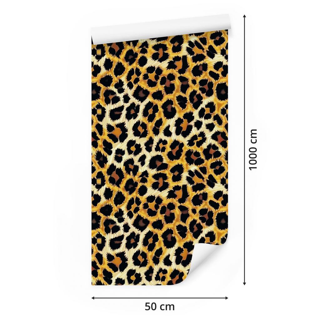 Animal Skin Wallpaper Gold, Ocher and Black for Living Room and Bedroom 50x1000