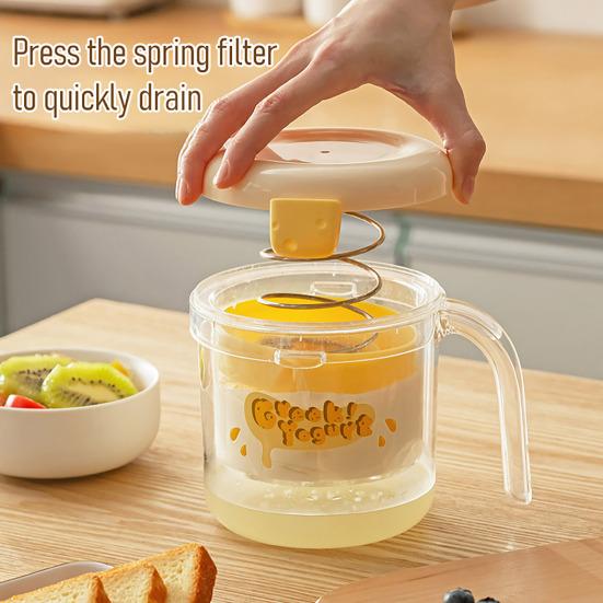 Сито для греческого йогурта с мелкой сеткой и крышкой-прессом, пластик без BPA, сепаратор сыворотки для домашнего сыра, соевого молока, компактный кухонный инструмент