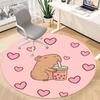 1PC Capybara Office Round Area Rug, Indoor Mat Suitable For Office, Under Office Chairs Bedroom Living Room Home Decor, Room Deco 005