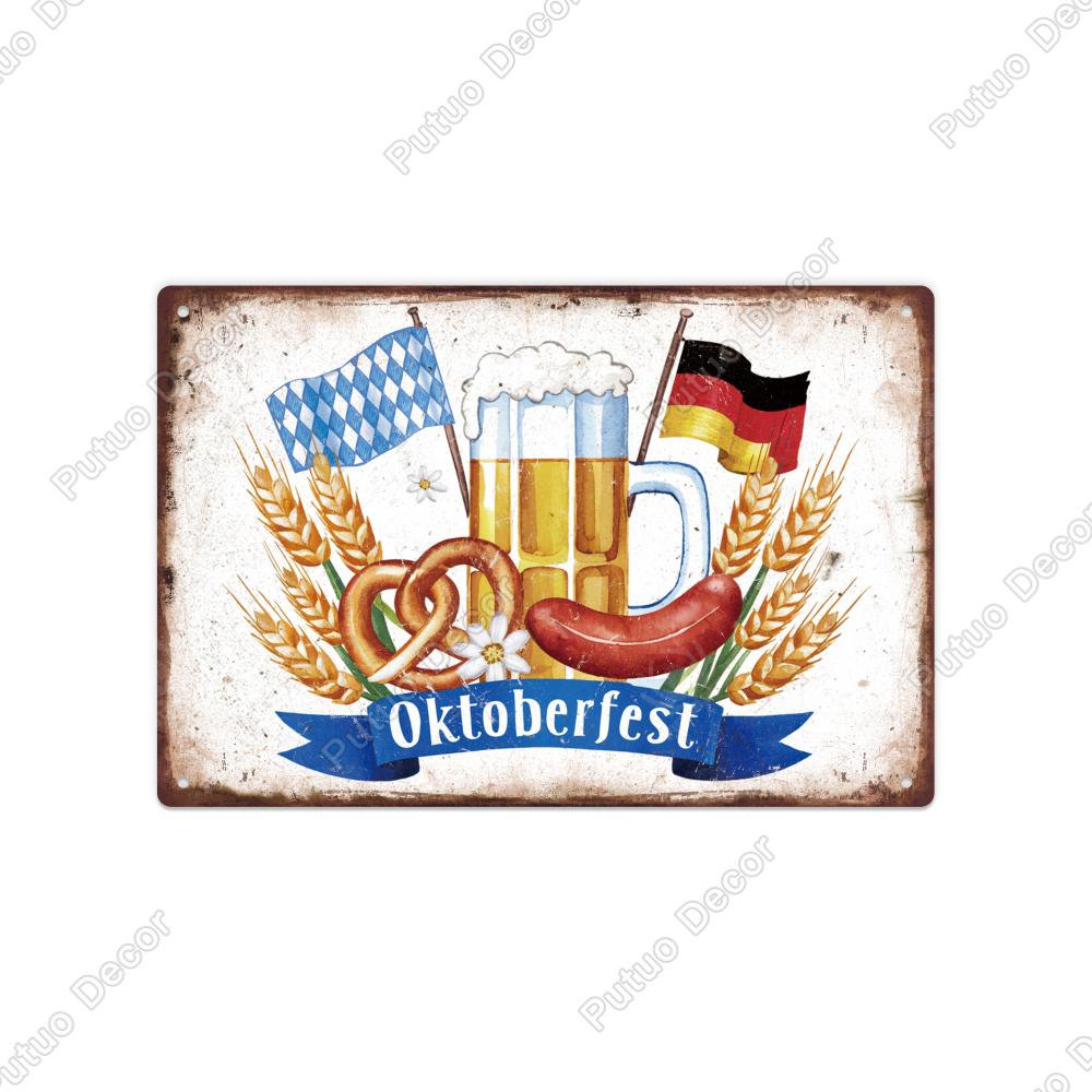 Putuo Decor Vintage Metal Tin Sign Wall Art Deco Home Farmhouse Office Coffee Shop Monie Black Oktoberfest x Inches