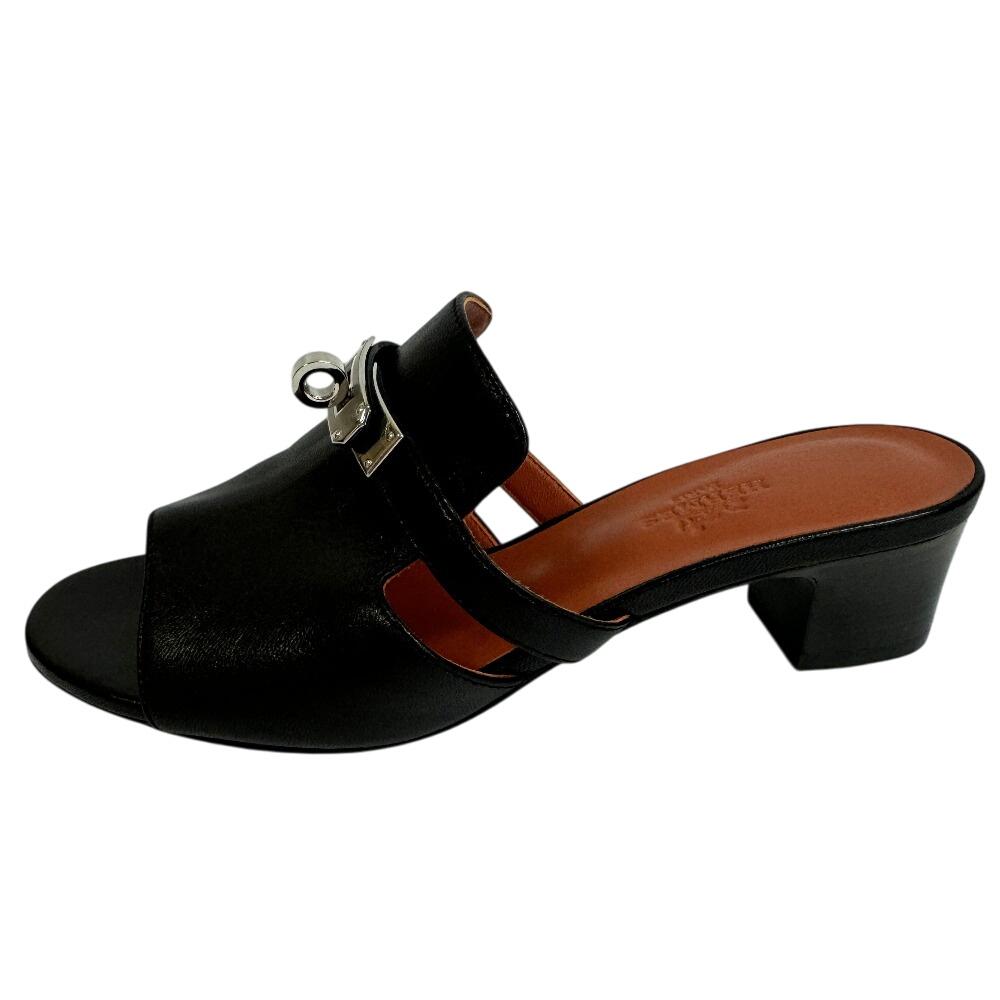 Hermes CM21107022009 Candy Goat Kelly Buckle Heeled Sandals Sandals Black Goat Women Used