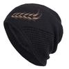 БЕЛАЯ КЛЫК Вязаная шапка с тканым листом флис холод CA379 узор, повседневная, стильная, шапка, кепка, подкладка, защита, мужская (01 черный)
