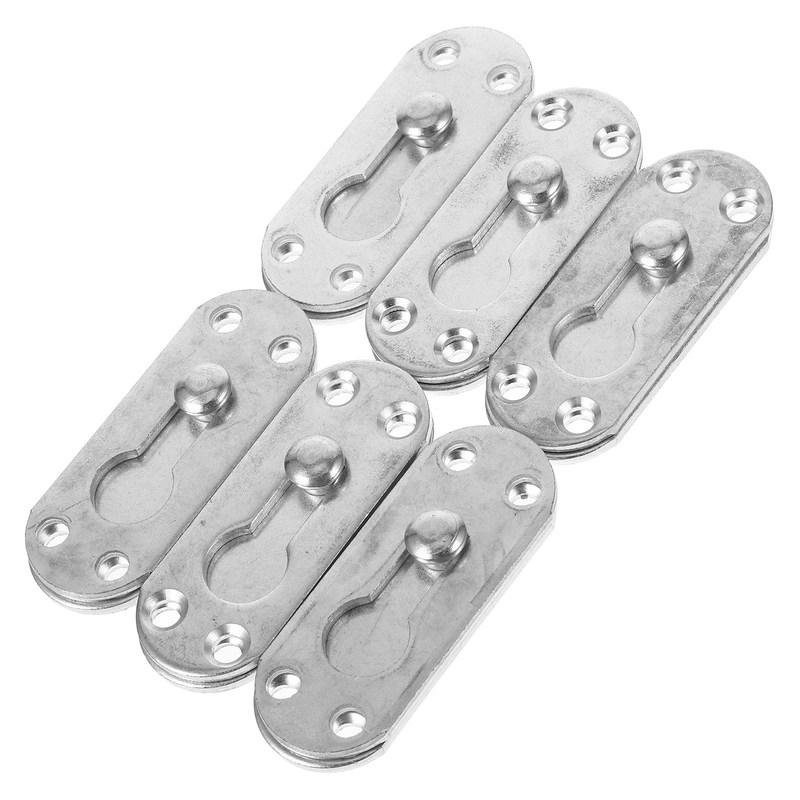 6Sets Versatile Iron Bed Rail Fastener Buckle Connecting Fitting for Bed Frame Rail Headboard Wooden Door Kitchen Cabinet