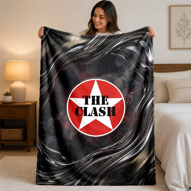 The Clash Print Flannel Blanket Cozy Lightweight Plush Throw Blanket For Bed Sofa Household Use