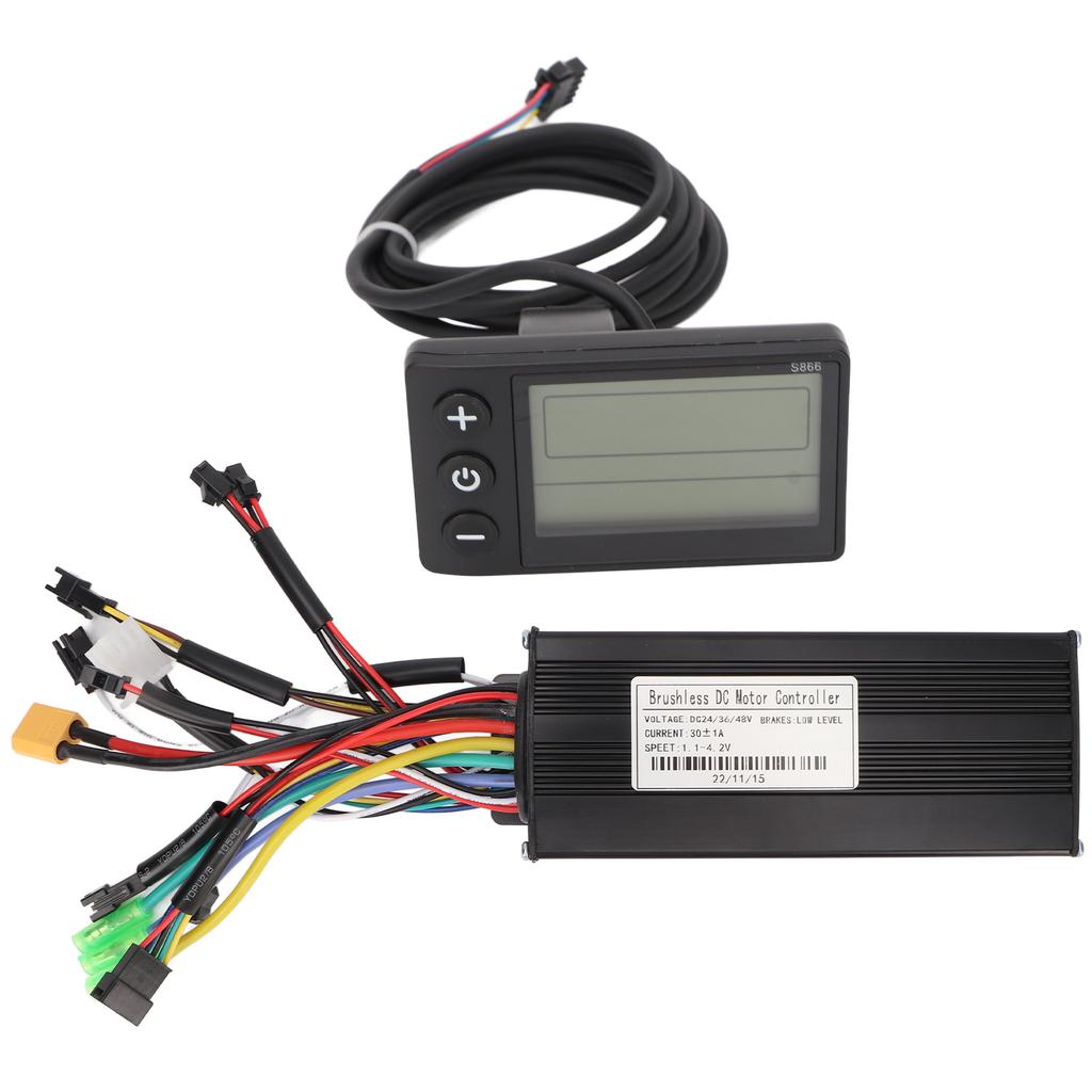 DC 24V 36V 48V 30A Контроллер синусоидальной волны S866 ЖК-дисплей Комплект контроллера двигателя электровелосипеда для