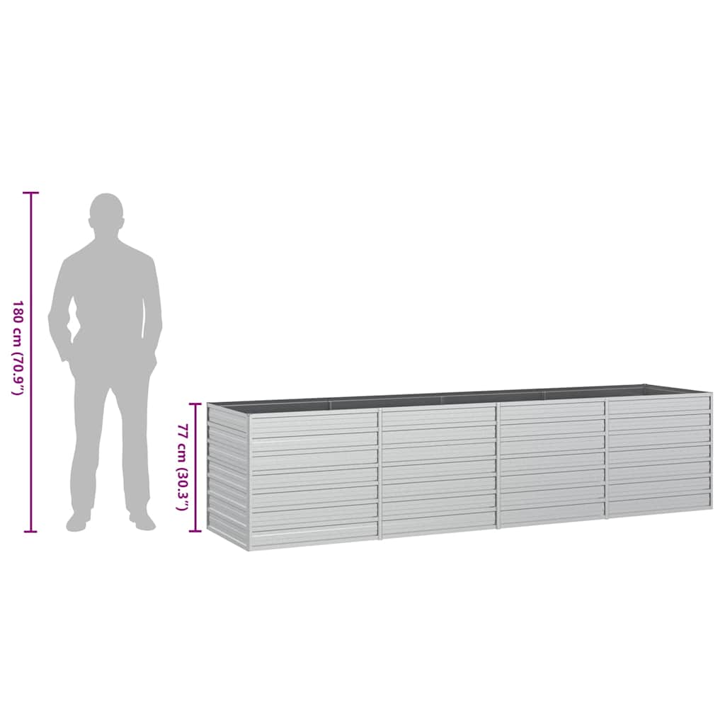 Garden Raised Bed 320 x 80 x 77 cm Galvanized Steel Silver