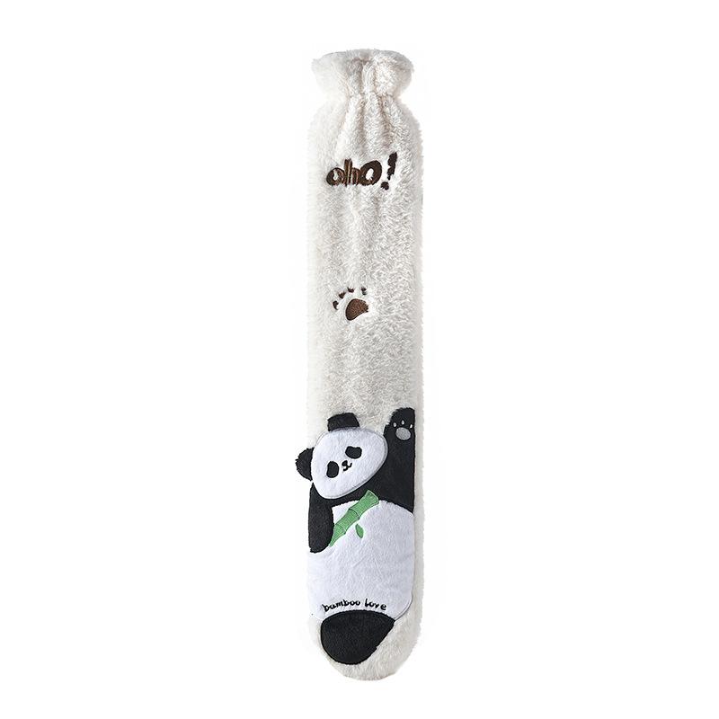 Household Hot Water Bottle with Water Filling, Explosion-Proof Plush Cover, Therapy Rubber Pvc Long Strip Large Capacity Water-Injection Hot Water Bag