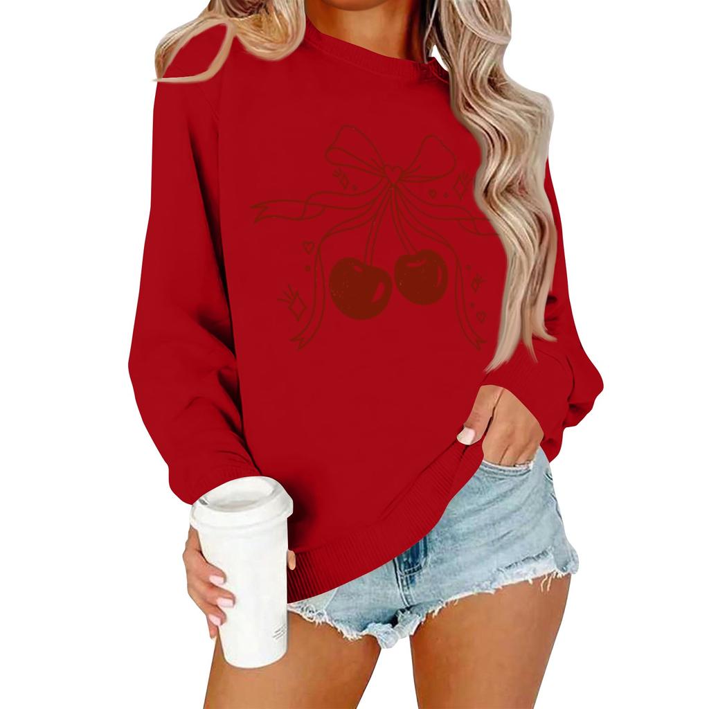 Women's Casual Fashion Print Long Sleeve O-Neck Pullover Top Blouse