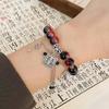 Chinese Style Red Beaded Bracelet for Women Blessing Butterfly Tassels Chain Pendant Bracelets Dark Gothic Jewelry Accessories